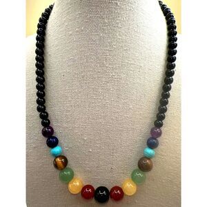 NEW Healing 7 Chakra Crystal Necklace With Multicolored Beads